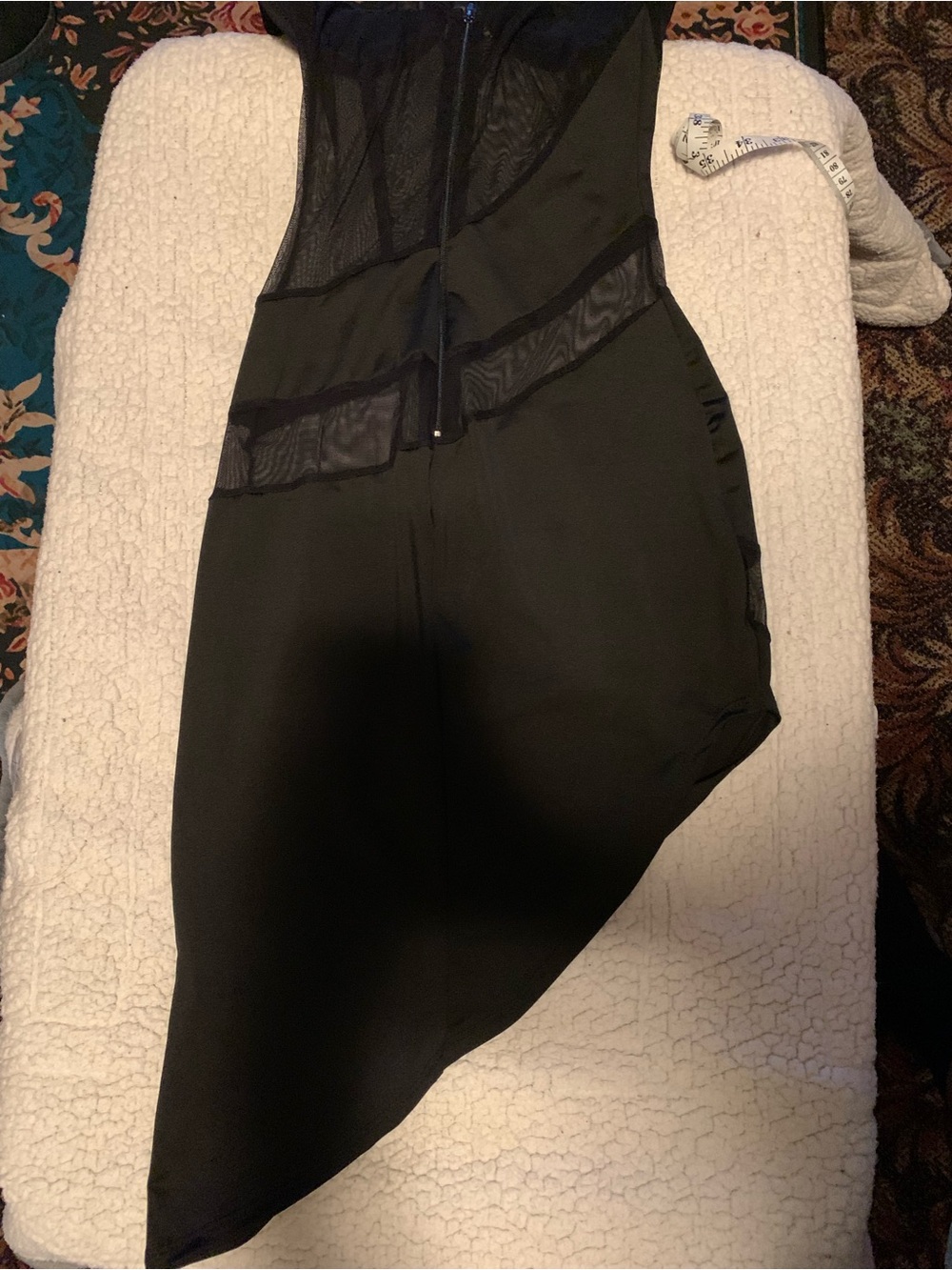 Fashion Nova Black Asymmetrical Mesh Panel Dress